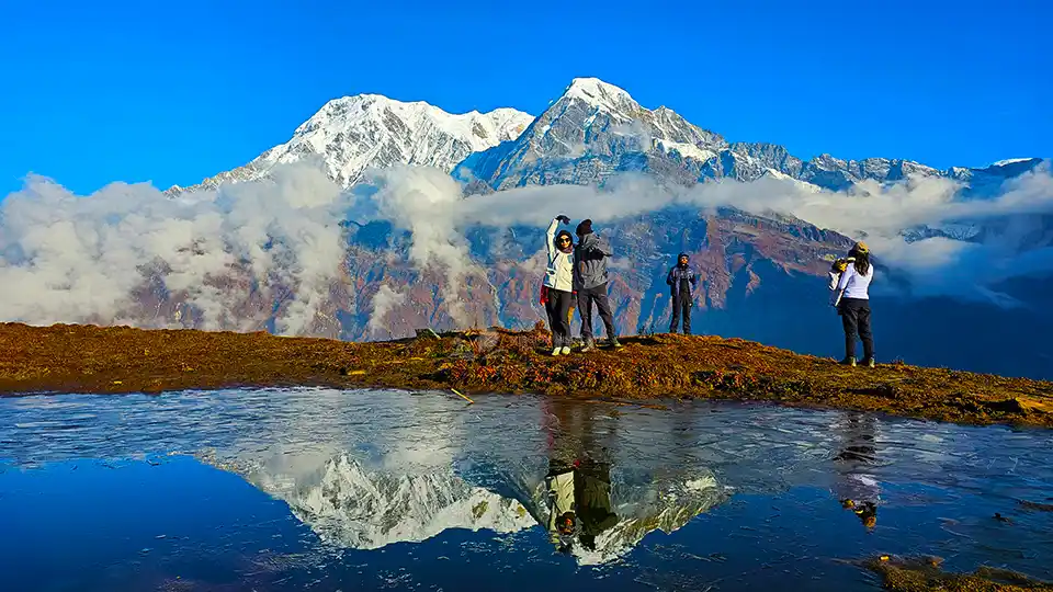 Mountain Reflection During hiking in Nepal