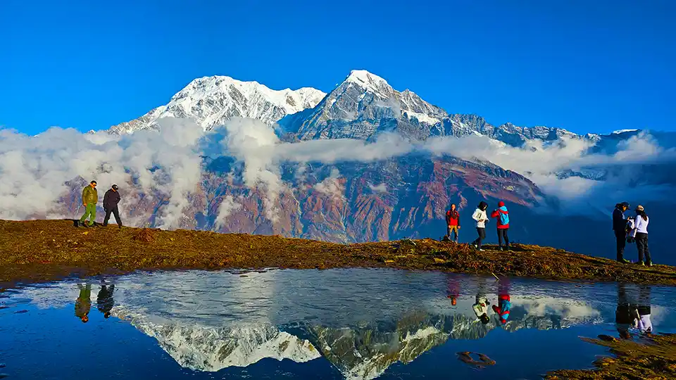 Reflection of Annapurna Mountains in Mardi Himal Trek