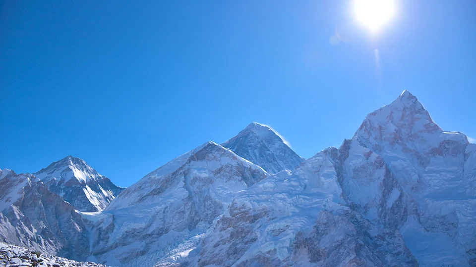 Wide angle view of Mount Everest Range