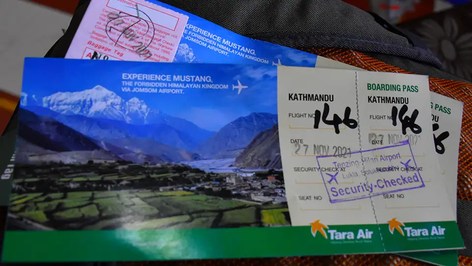 Boarding Pass of the Flight From Lukla to Kathmandu after Cho La Pass trek