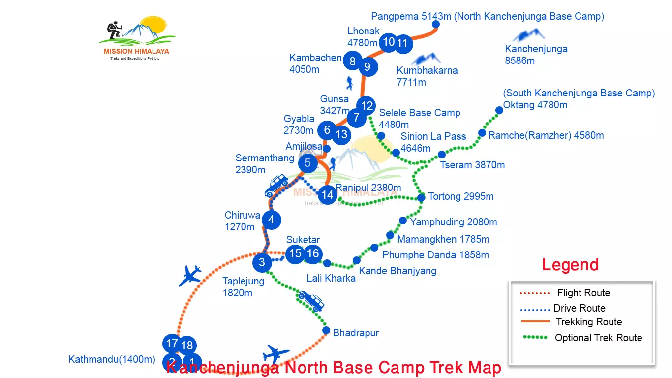 Kanchenjunga Base Camp Trek Map