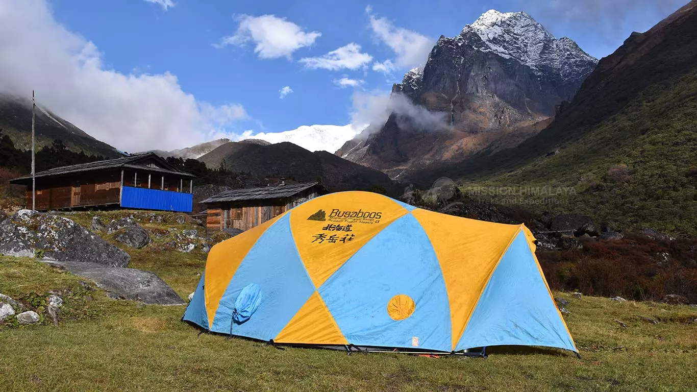 Tented Camp at Tseram with Beautiful mountain on backdrop
