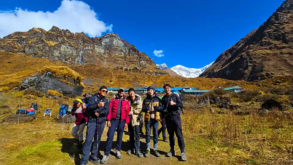 Machhapuchhre Base Camp With Annapurna 3 View